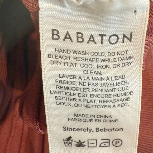 ARITZIA BABATON Victor Turtleneck Sweater Size Large Ribbed Knit Burnt Orange - Picture 5 of 6